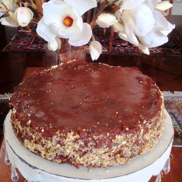 Chocolate Mousse Torte With Cherries and Hazelnut Praline