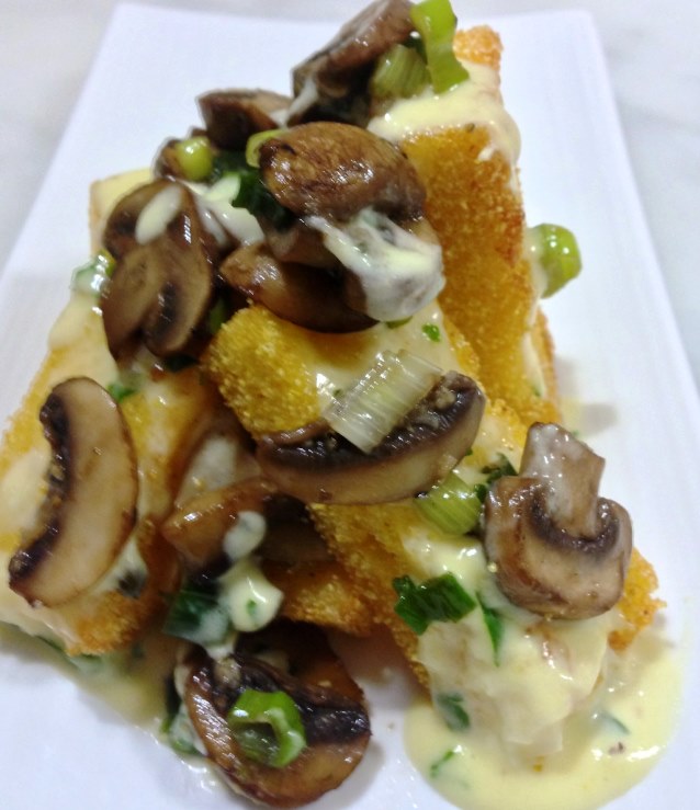 Polenta Chips With Sauteed Mushrooms and Gorgonzola