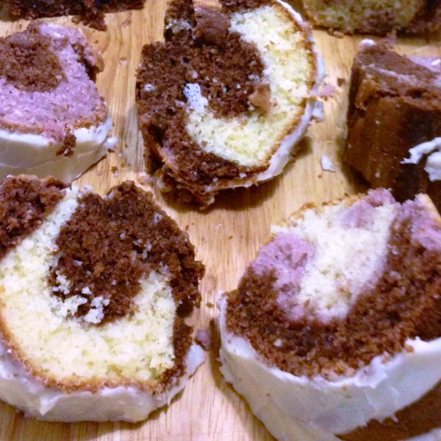 Bundt Marble Cake With Raspberry Chocolate and Vanilla Swirls