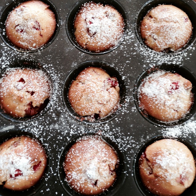 Strawberry and Rhubarb Brunch Muffins