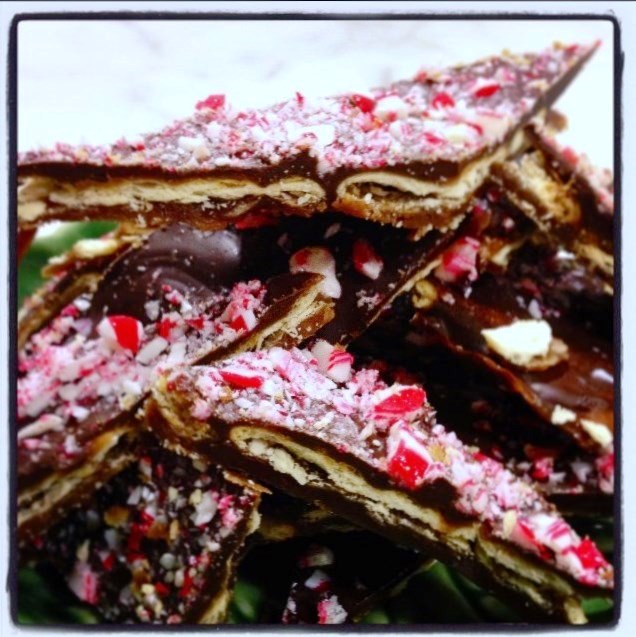 Sweet and Salty Chocolate Candy Cane Cracker Toffee. jpg