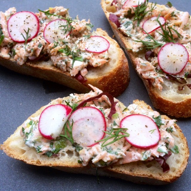 Tartine of Smoked Trout, Radish and Radicchio