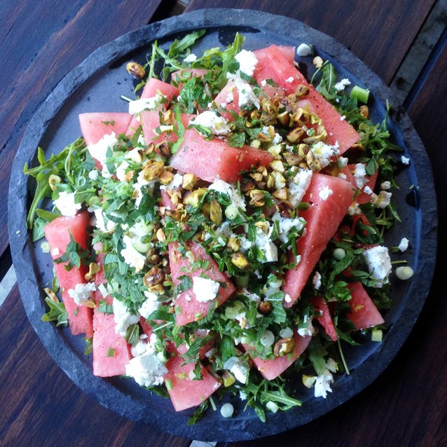 Watermelon, Feta & Mint Salad with Pistachio & Parsley and Lime