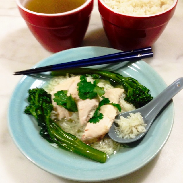 Poached Hainanese Chicken With Broccolini And Steamed Rice Fast Day