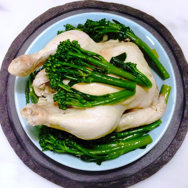 Poached Hainanese Chicken With Broccolini