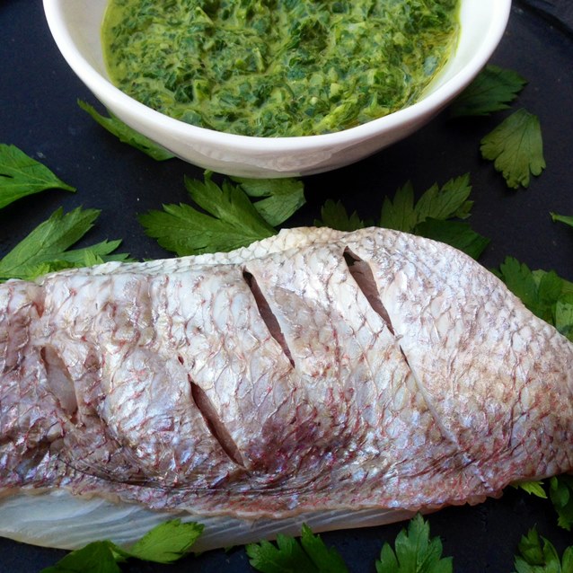 Snapper Fillets With Fresh Parsley And Chive Sauce
