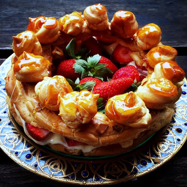 Strawberry Choux Pastry Crown With Creme Patissiere