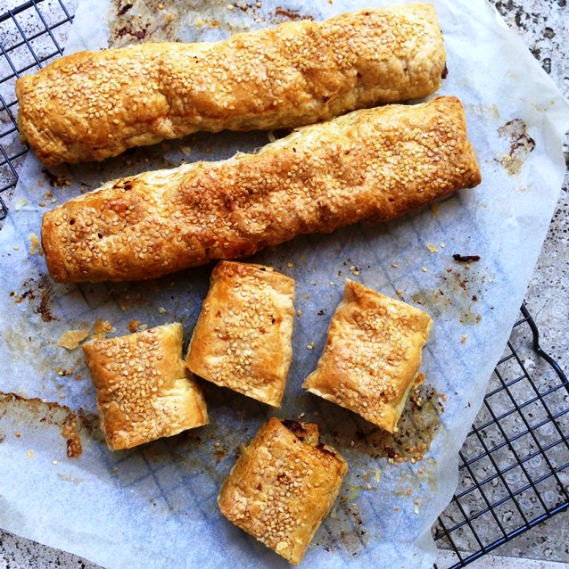 Chicken,Veal And Bacon Sausage Rolls With Sesame Seeds