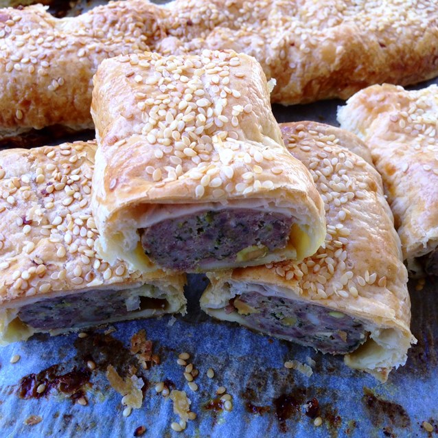 Chicken,Veal And Bacon Sausage Rolls