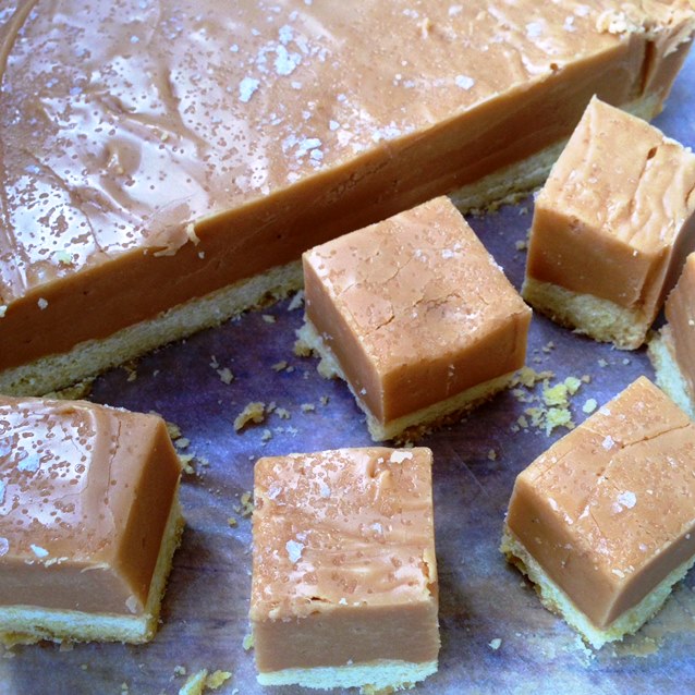 Salted Vanilla Fudge Shortbread Squares