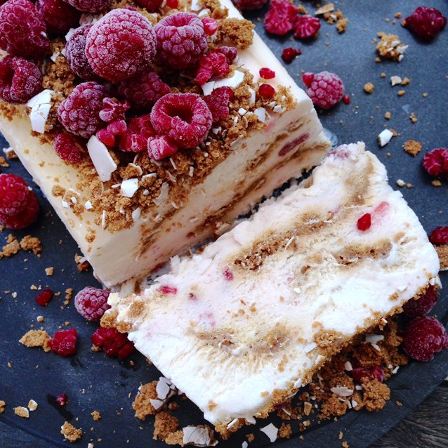 Raspberry Yoghurt Semifreddo With Gingerbread