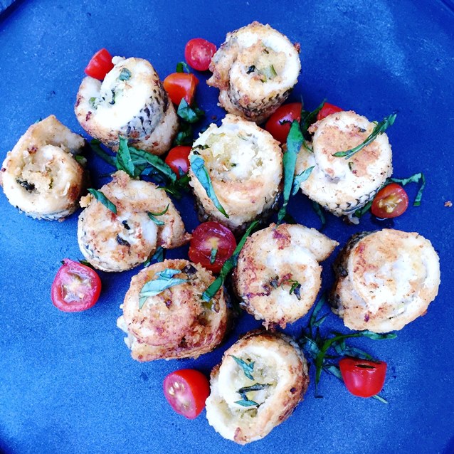 Rolled Garfish Filled With Lemon and Basil Scented Panko Crumbs