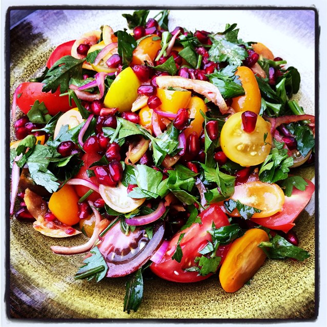 Roasted Lemon, Pomegranate And Tomato Salad