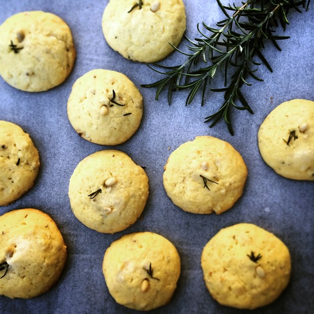 Lemon Polenta Cookies With Rosemary And Pinenuts