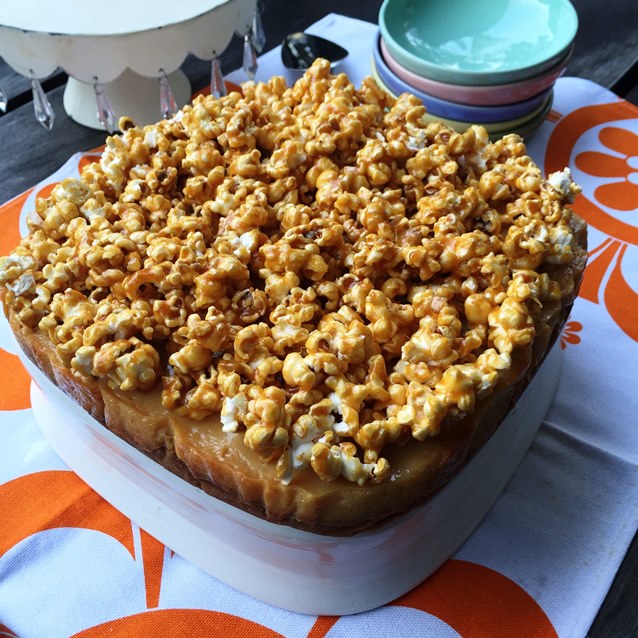 Three Layer Salted Caramel Slice With Popcorn Brittle