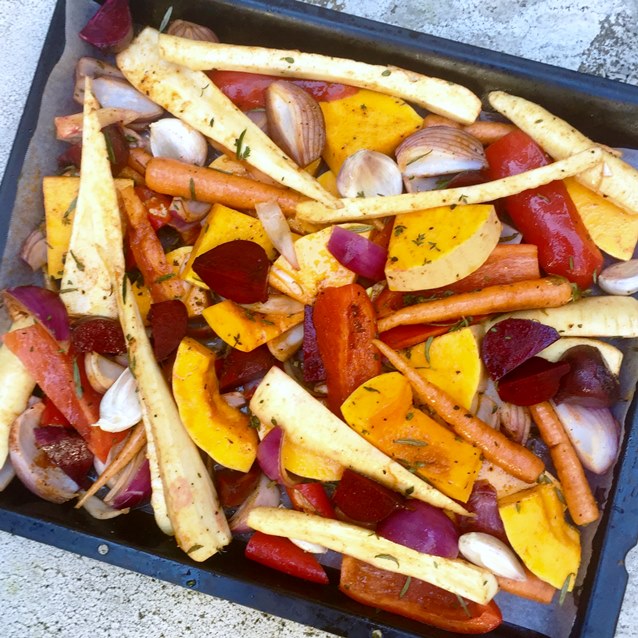 Warm Winter Roast Root Vegetable Traybake